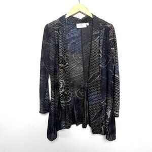 Pallia Open Front Cardigan sz S Textured Burnout Duster Artsy Moody Whimsy‎